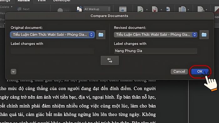 Hướng dẫn so sánh hai file Word bằng tính năng Compare - Bước 5